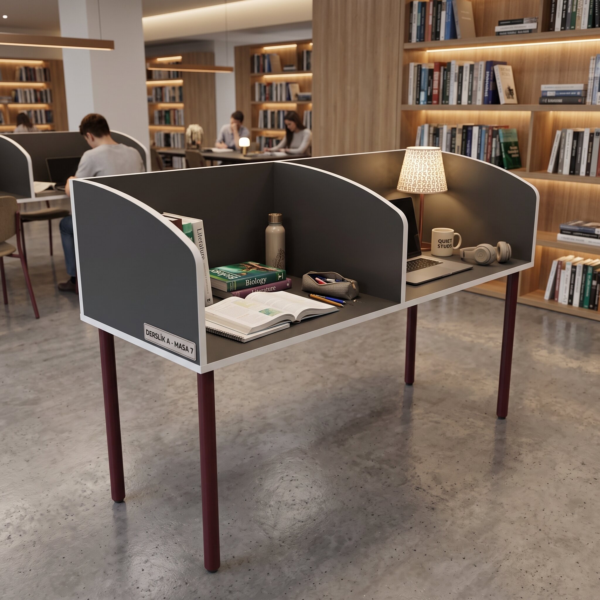 GM040-203-4 GM040-203 Çift Kişilik Modüler Çalışma Masası – Bölmeli Etüt ve Öğrenci Masası - Görsel 1